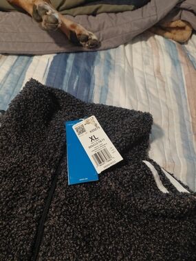 adidas Black Charcoal Bouclé Full-Zip Puffer Jacket